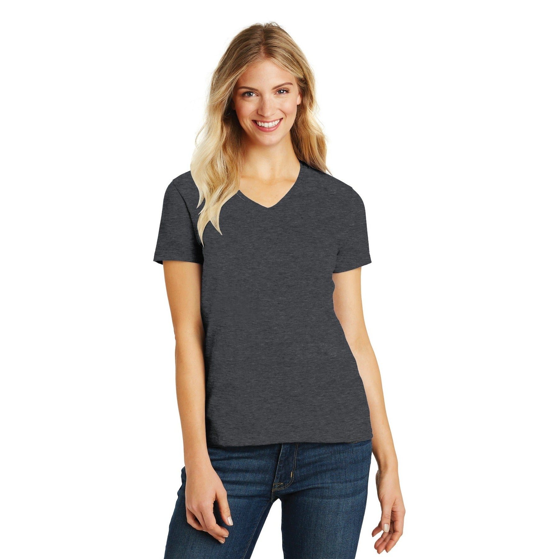 District-District® Women's Perfect Blend® CVC V-Neck Tee. DM1190L-MedTech-8
